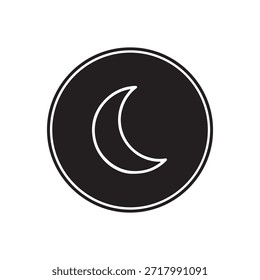 Moon icon vector on black circle. White background
