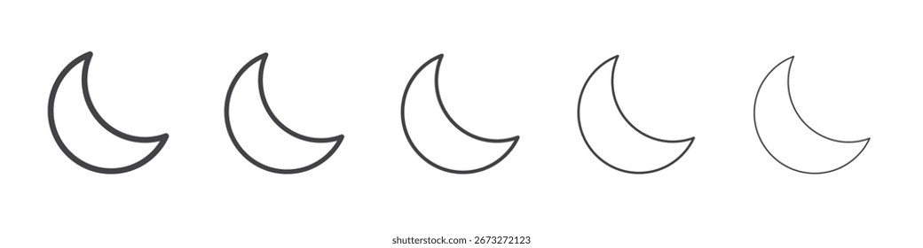 Moon icon vector outline set illustration sign
