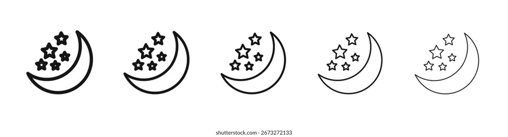 ícone da Lua vetor contorno conjunto sinal de ilustração