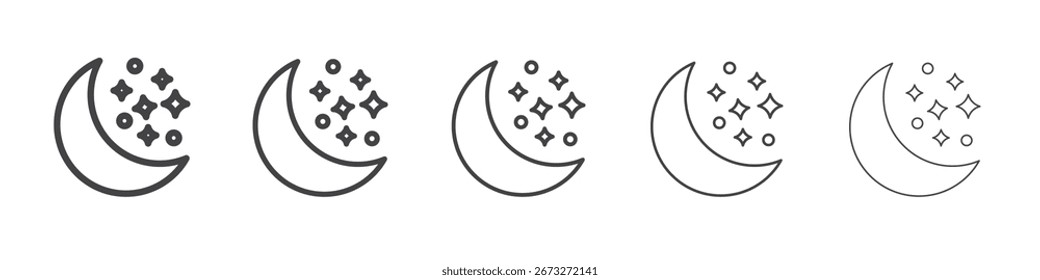 Icono de la luna Vector esquema conjunto ilustración signo