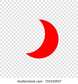 Moon icon. Vector. Red flat icon on transparent background.