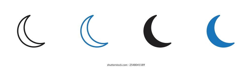 Moon icon Vector set outline