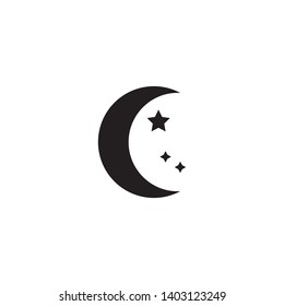 Moon icon vector. Moon an star icon. Logo illustration on white background. Flat design style.