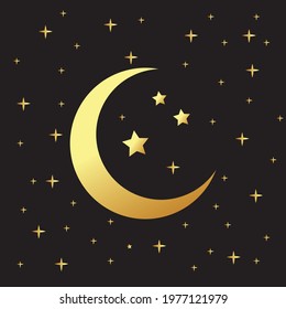 
Moon icon vector. Moon an star icon. Logo illustration on white background. Flat design style.