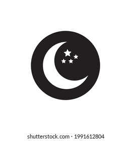 Moon icon vector. Moon an star icon. Logo illustration on white background. Flat design style.