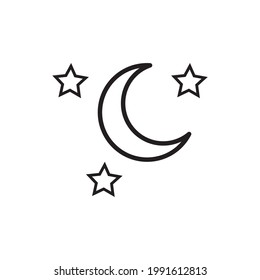 Moon icon vector. Moon an star icon. Logo illustration on white background. Flat design style.