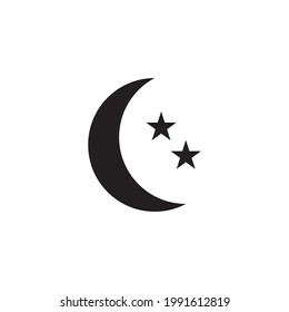 Moon icon vector. Moon an star icon. Logo illustration on white background. Flat design style.
