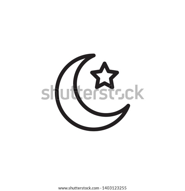 Moon icon vector. Moon an\
star icon. Logo illustration on white background. Flat design\
style.