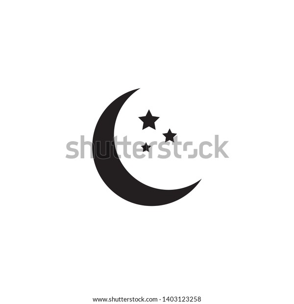 Moon icon vector. Moon an\
star icon. Logo illustration on white background. Flat design\
style.