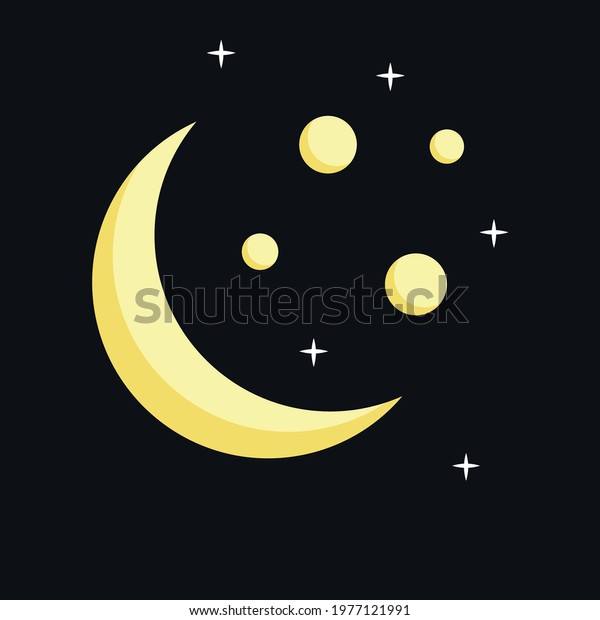 
Moon icon vector. Moon
an star icon. Logo illustration on white background. Flat design
style.