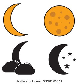 moon icon vector template illustration logo design