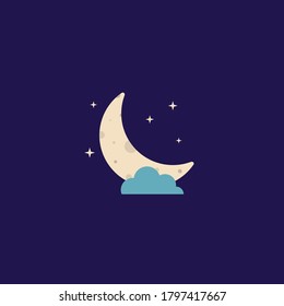 Moon Icon Vector in Trendy Flat Style. Night Symbol Illustration