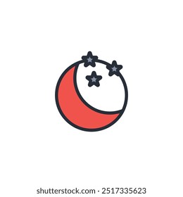Moon icon. vector.Editable stroke.linear style sign for use web design,logo.Symbol illustration.