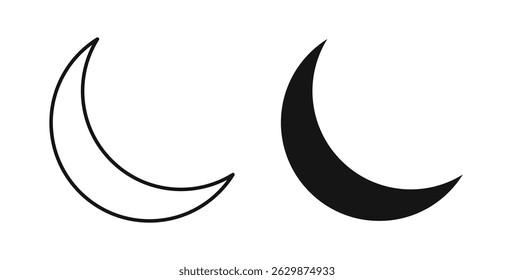 Ícones lunares para designs de interface do usuário do aplicativo em fundo branco