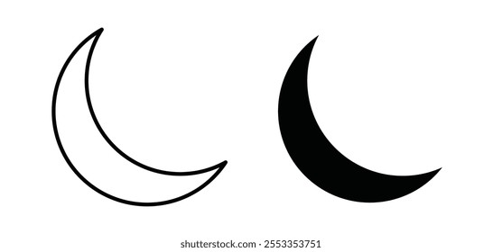 Iconos de la luna en estilo relleno y delineado negro