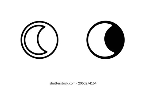 moon icons button, vector, sign, symbol, logo, illustration, editable stroke, flat design style isolated on white linear pictogram