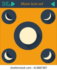 Moon icons, flat moonphase icon set 