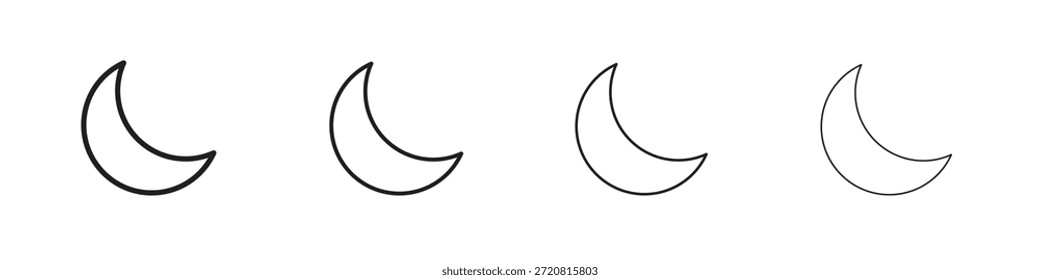 Mondsymbole skizzieren schwarzes Vektordesign. Linie mit editierbarem Strich.
