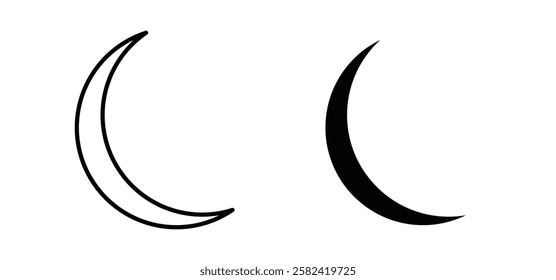 Moon icons pack vectors in black flat and strokes