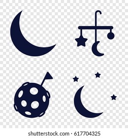 Moon icons set. set of 4 moon filled icons such as bed mobile