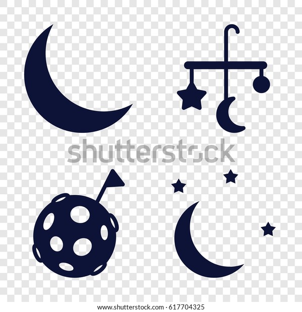 Moon icons set. set of 4 moon filled icons such as\
bed mobile