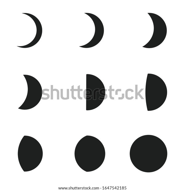 Moon icons set. Illustration isolated on\
white background for graphics and web\
design.