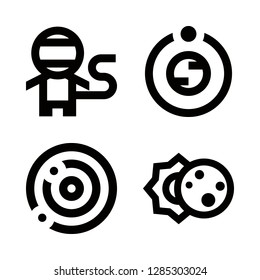 moon icons set with orbit, astronaut and eclipse vector set
