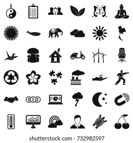 Moon icons set. Simple style of 36 moon vector icons for web isolated on white background