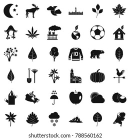 Moon icons set. Simple style of 36 moon vector icons for web isolated on white background