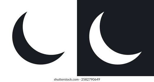 Moon icons set vectors black and colored style
