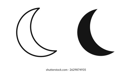Ícones da lua linha sólida e fina.