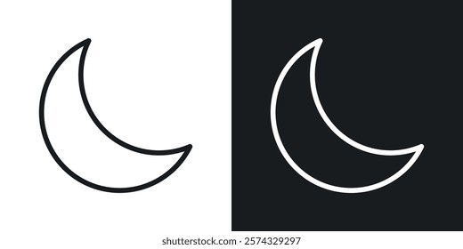 Moon icons in thin black and white stroke liner style