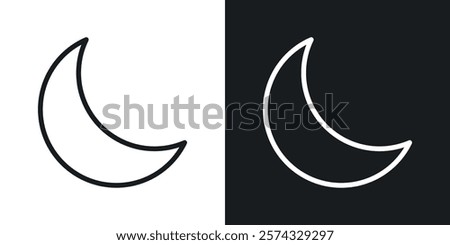 Moon icons in thin black and white stroke liner style