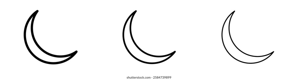 Moon icons in three different stroke lines