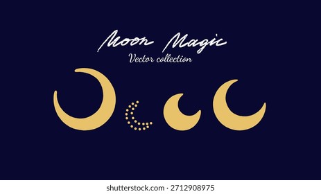 Moon icons vector hand drawn. Magic Lunar symbol collection