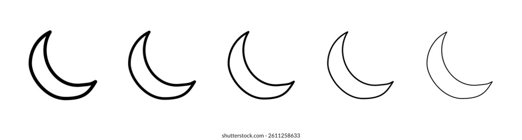 Moon icons vector set in different stroke line style