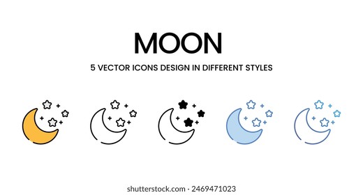 Iconos de la luna conjunto de Vector ilustración de stock.