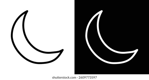 Moon icons vector set in stroke line style