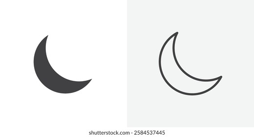 Moon icons vectors illustrations in black fill and liner versions