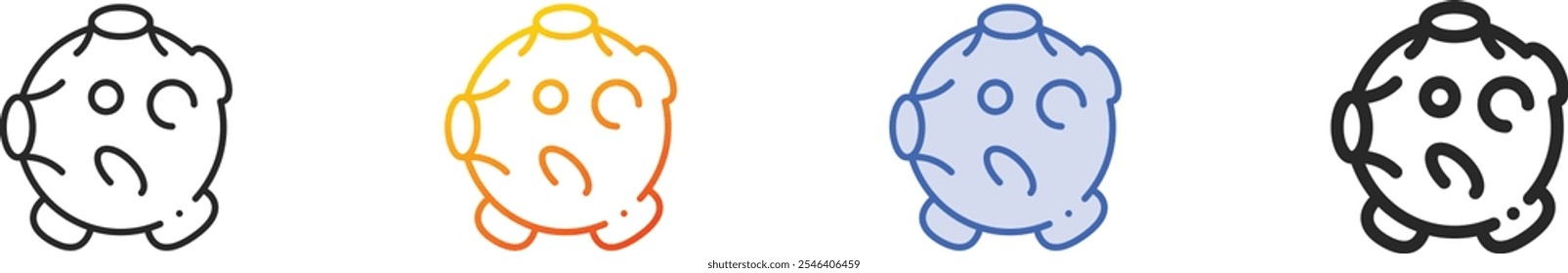 moon icon.Thin Linear, Gradient, Blue Stroke and bold Style Design Isolated On White Background