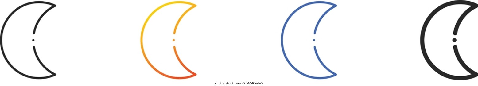 moon icon.Thin Linear, Gradient, Blue Stroke and bold Style Design Isolated On White Background