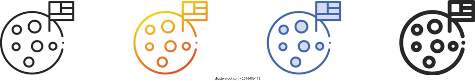 moon icon.Thin Linear, Gradient, Blue Stroke and bold Style Design Isolated On White Background