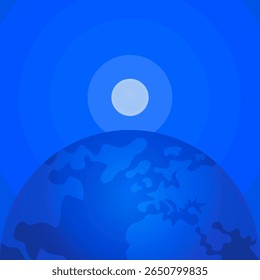 A Lua ilumina a Terra. Conceito de dia da lua, iluminação noturna, noite de verão. Modelo de design de banner para postagem em mídias sociais, colocação de texto etc.