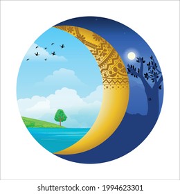 Moon illustration background vector design