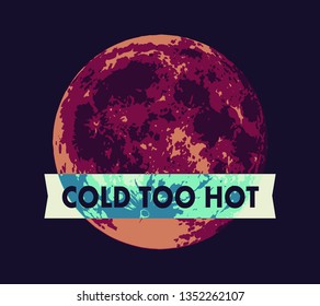 Moon illustration with cartoon style orange color with Creative caption. Vector symbol for t-shirt print or poster.