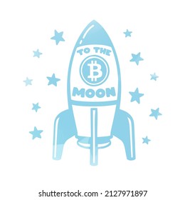 To The Moon Illustration Clip Art Design Shape. Bitcoin Rocket Space  Silhouette Icon Vector.