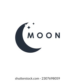 Moon Illustration Design in flachem Stil. Vektor Crescent Moon Logo.