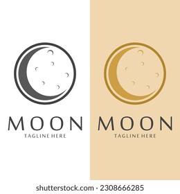Moon Illustration Design in Flat Style. Vector Crescent Moon Logo.