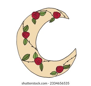 Moon illustration image. 
Hand drawn image artwork of a moon. 
Simple cute original logo.
Hand drawn vector illustration for posters, cards, t-shirts.
