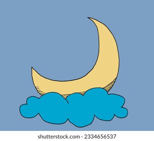 Moon illustration image. 
Hand drawn image artwork of a moon. 
Simple cute original logo.
Hand drawn vector illustration for posters, cards, t-shirts.